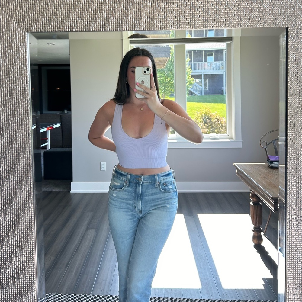 Light Purple Plunge V-Neck Rib Tank Top